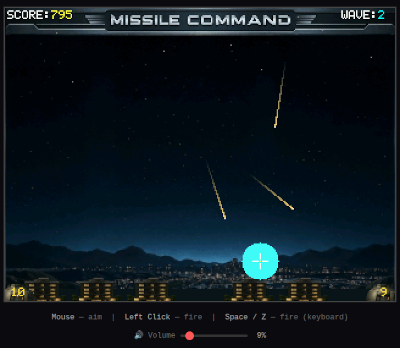 Missile Command Game Screenshot